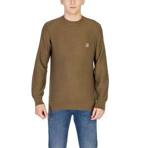 Boss Waffle Knit Crewneck Sweater Men green Sweaters & Knitwear